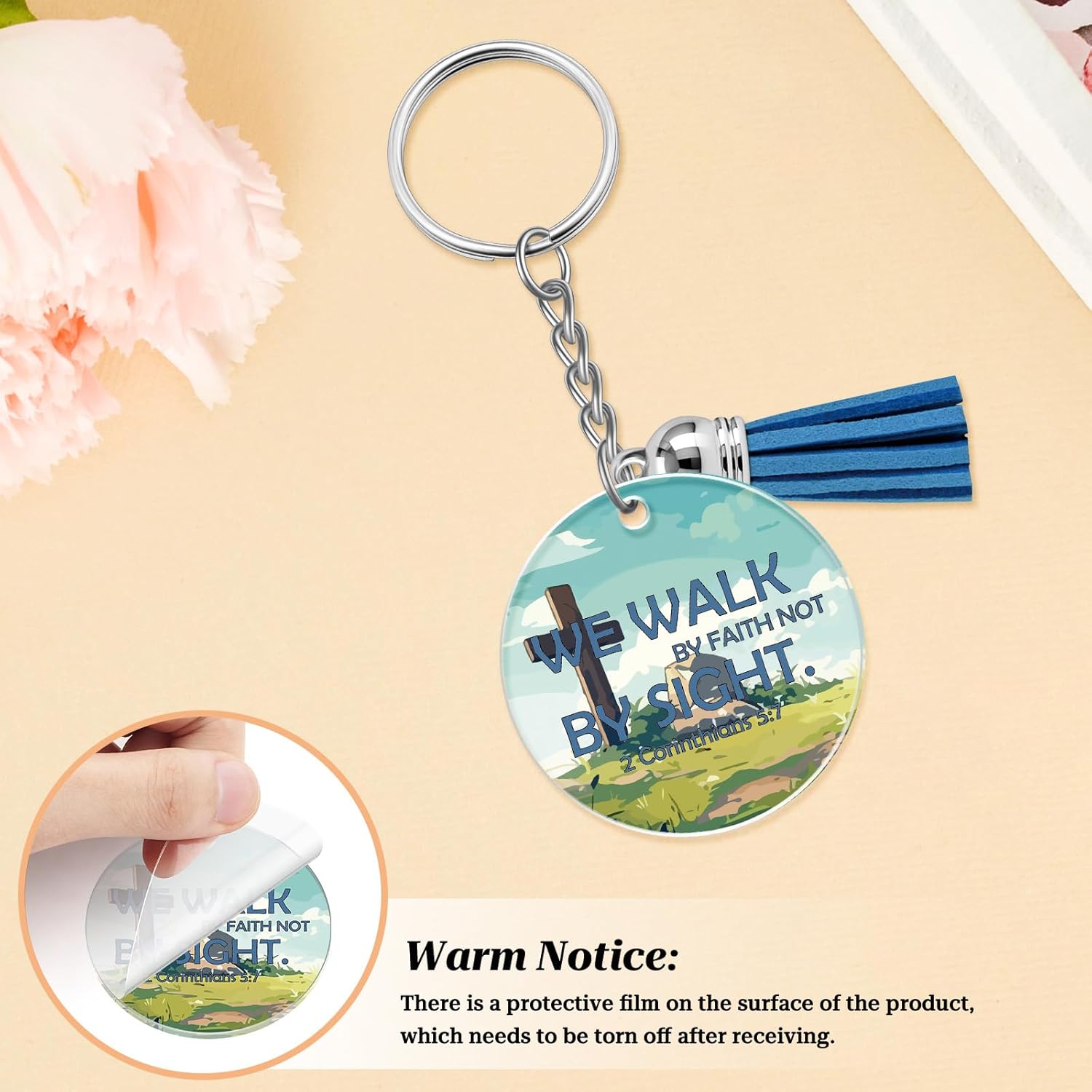 8Pcs Inspirational Christian Keychains Bulk Bible Verse Religious Key Chains Bulk for Pastor Mom Sister Girls Baptism Jewelry for Her Encouragement Spiritual Gift Christmas Birthday Christian Gift - Image 3