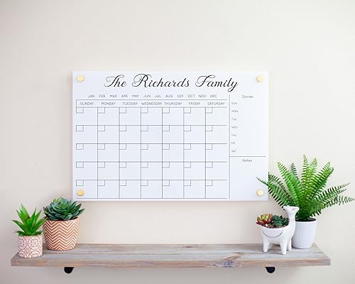 Miniatura 9 de Calendario acrílico personalizado para pared, se envía al día siguiente, hecho en Estados Unidos, planificador de borrado en seco transparente para