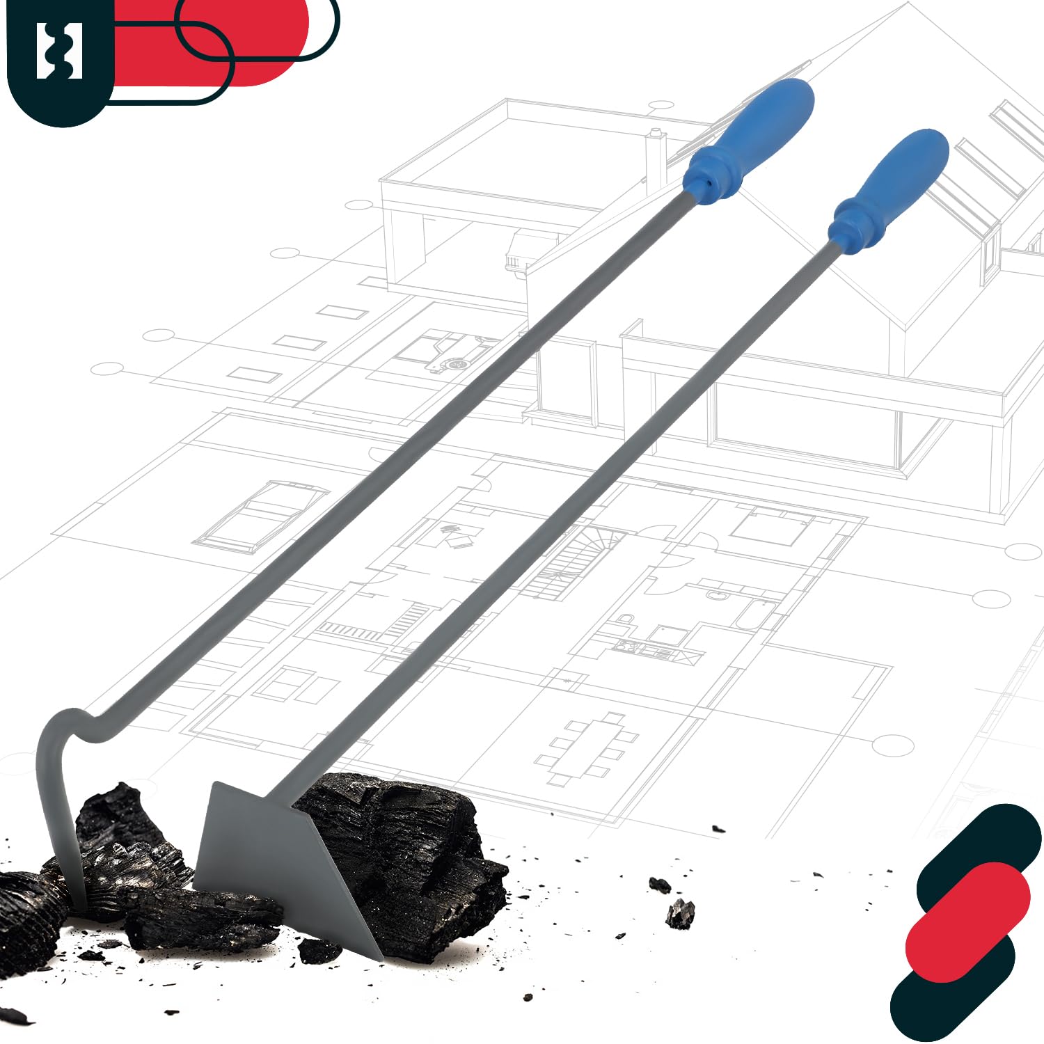 KOTARBAU® Rascador + Atizador para Estufas, chimeneas, barbacoas, Acero Lacado, Atizador para Remover Las brasas, leña o carbón, Accesorio de Chimenea, Rasqueta, Atizador de Fuego, Resistente
