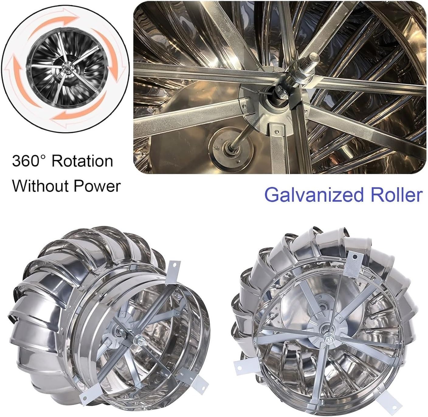Roof Wind,Stainless Steel Turbine Ventilator Vents Air Vent Outlet 110 150 160 200 250 300mm No Deformation Rotating Roof Vents Energy-Efficient - All Purpose Chimney Cowl (Size : 160mm)