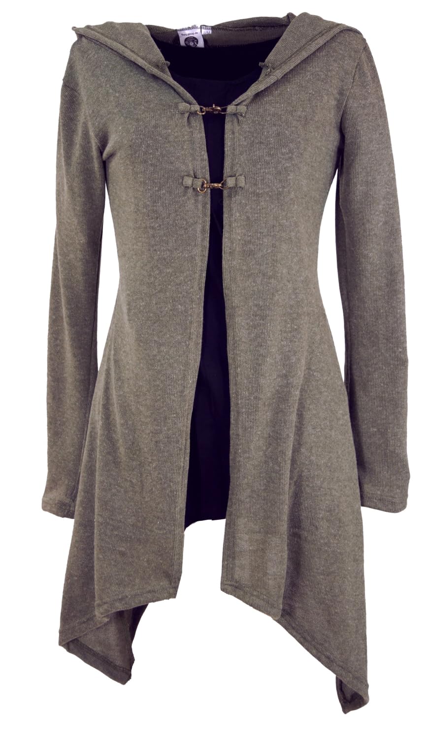 GURU-SHOP, Rebeca Larga, Abrigo de Punto con Capucha Ancha, Chaqueta Caqui, Sintético, Tamaño:S/M (36), Cardigans y Ponchos