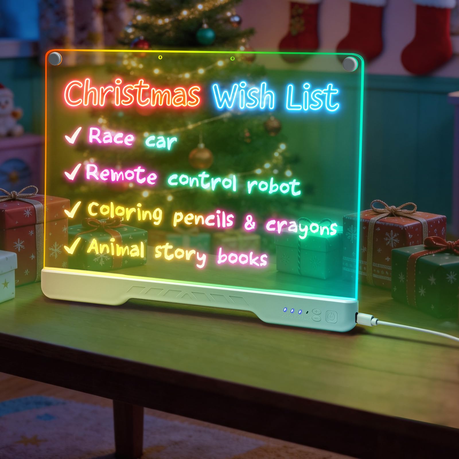 Idealife LED Zeichenbrett Wiederaufladbar für Jungen & Mädchen | 3mm Wiederverwendbare Maltafel mit 7 Lichtfarben & 3 Blinkmodi, 10 Helligkeitsstufen, Kreatives Lernspielzeug als Geschenk