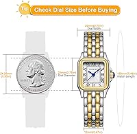 Vista 3 de CHEETAH Relojes de oro para mujer con pulsera vintage pequeña, esfera romana rectangular