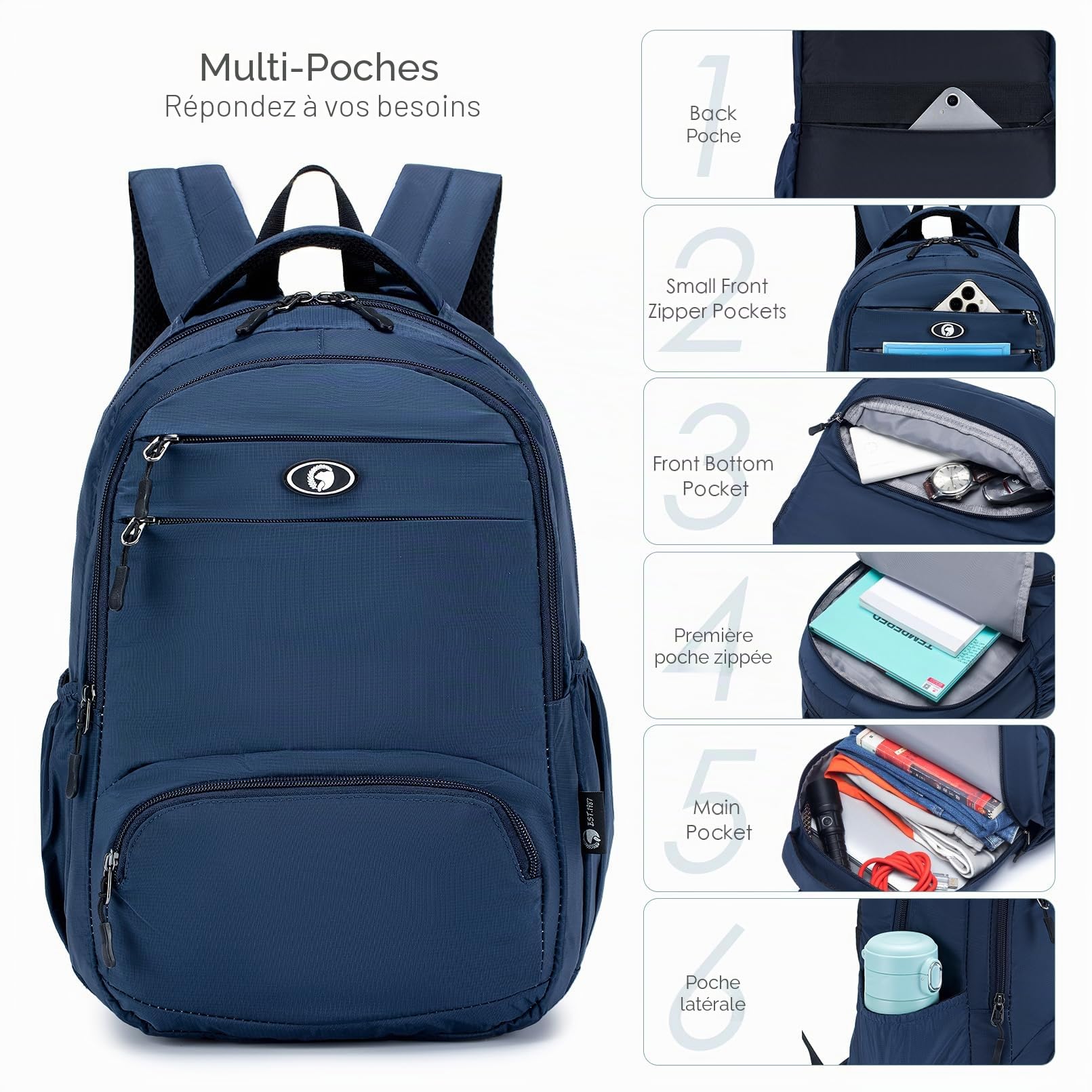 SPAHER Bagage Cabine 40x30x15 Air France British Airways Sac à Dos Voyage Cabine Avion Sac a Dos Loisir Cartable College Backpack Bagage à Main Petit Sac à Dos Ecole Randonnee Femme Homme Noir