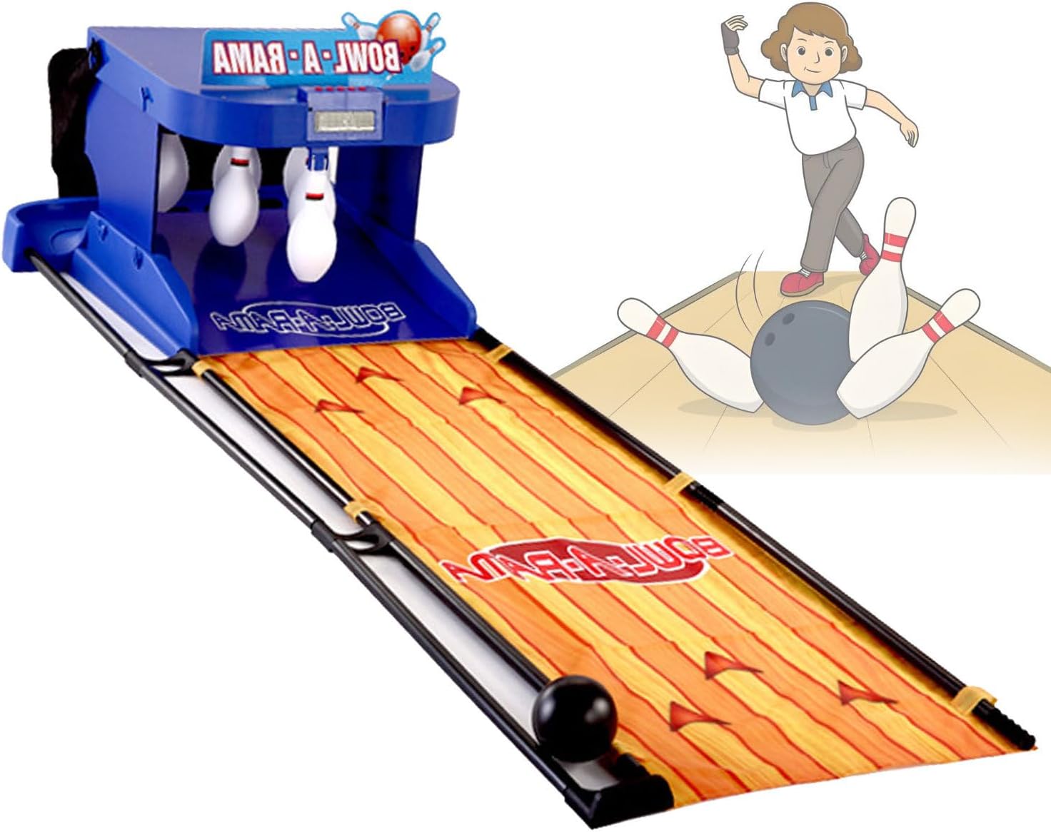Bowling Machine, Electronic Bowling Alley Game,Indoor Bowling Ball Sports Game Console with LED Electronic Scoreboard, Bowling Combo Game Set　with Automatic Reset 3.5m