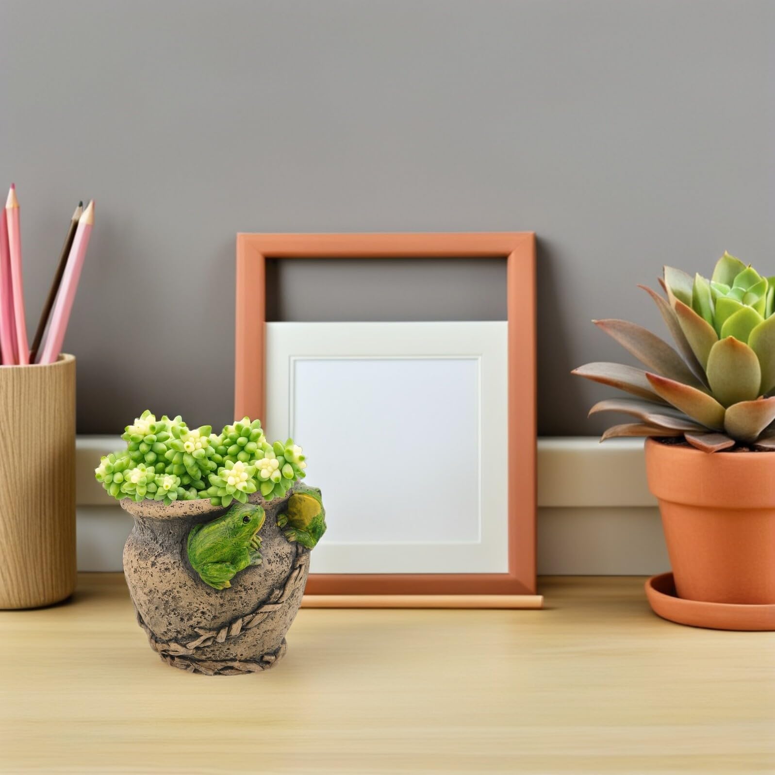 Anneome Mała Ceramiczna Doniczka Kształcie Żaby Ręcznie Wykonany Dekoracyjny Doniczek Sukulenty i Bonsai Ozdobny Pojemnik Rośliny Do Domu i Ogrodu