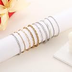 Bracelets en argent d'or pour les femmes Imperméable Bijoux Sets Trendy mince Dainty Stackable Cuban Link Paperclip Chaîne Bracelet Pack Accessoires de mode Cadeaux pour les Femmes