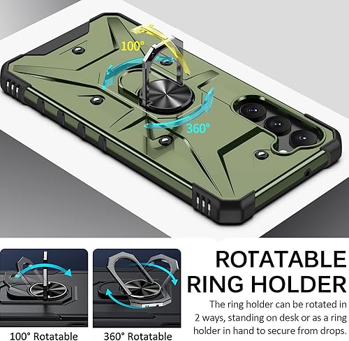 Miniatura 3 de Miimall Funda compatible con Samsung Galaxy S23 Plus, soporte de anillo de metal, soporte giratorio de 360 grados, soporte magnético para automóvil,