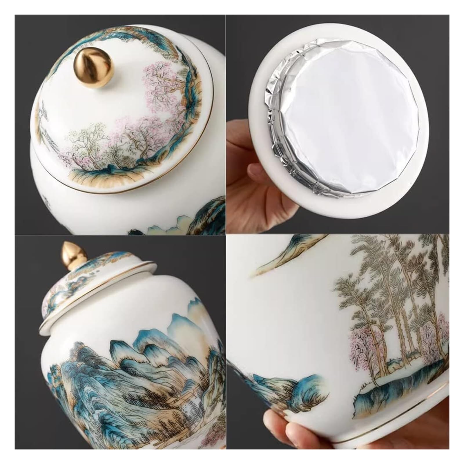 Słoiki z herbatą Dekoracja Ceramiczny słoik na imbir Pojemnik na herbatę z hermetyczną pokrywką, tradycyjne chińskie dekoracyjne słoiki porcelanowe, wazony z kwiatami Dekoracja słoika do przechowywani