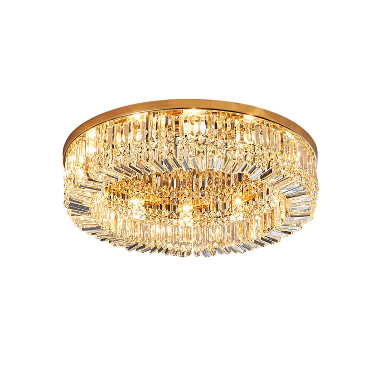 LYMSXAZOU Crystal Chandelier Flush Mount Ceiling Light Fixture for Kitchen, Foyer, Bedroom, Living Room, Hallway, Bar - Elegant Rounded Design, Chrome Finish