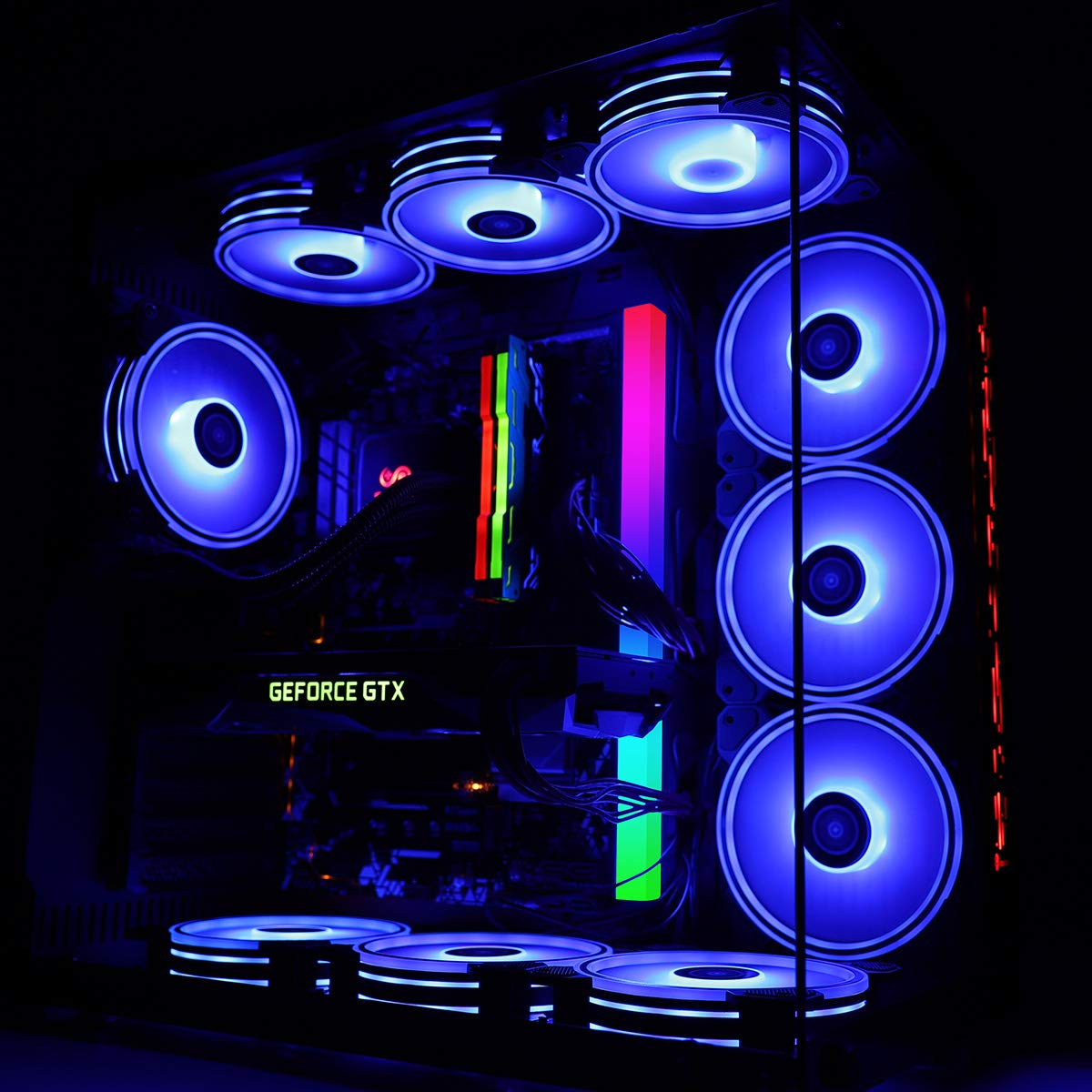 Best Promo GIM KB-24 Pro RGB Case Fans, 3 Pack 120mm Quiet Computer Cooling PC Fans, Music Rhythm 5V ARGB Addressable Motherboard SYNC/RC Controller, Colorful Cooler Speed Adjustable with Fan Control Hub
