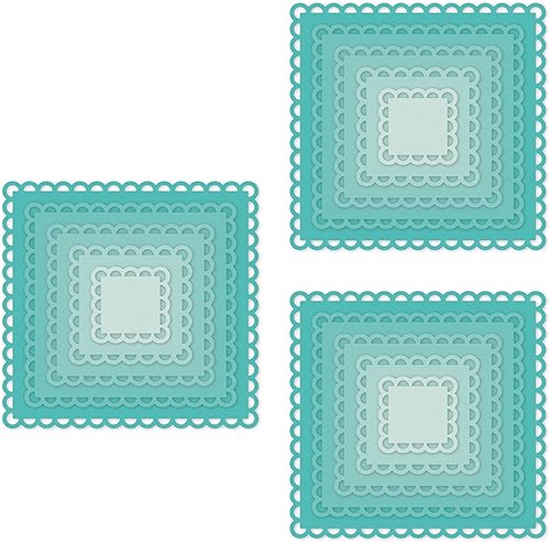 Miniatura 3 de 5 troqueles de metal con marco cuadrado festoneado anidado, diseño de flores onduladas, plantillas de corte para tarjetas de invitación, álbumes de