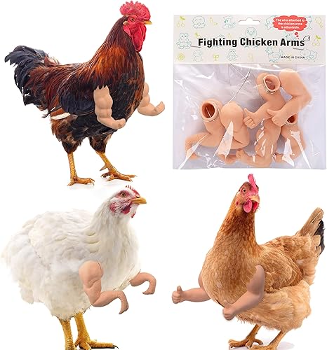 Enrichoice 3 pares de juguetes de pollo incluyen fuertes brazos musculares, brazos pulgar hacia arriba y brazos de pollo T-Rex para poner pollos