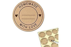 Homemade With Love Stickers for Jars - 2" Round Canning Labels for Personalizing Gifts