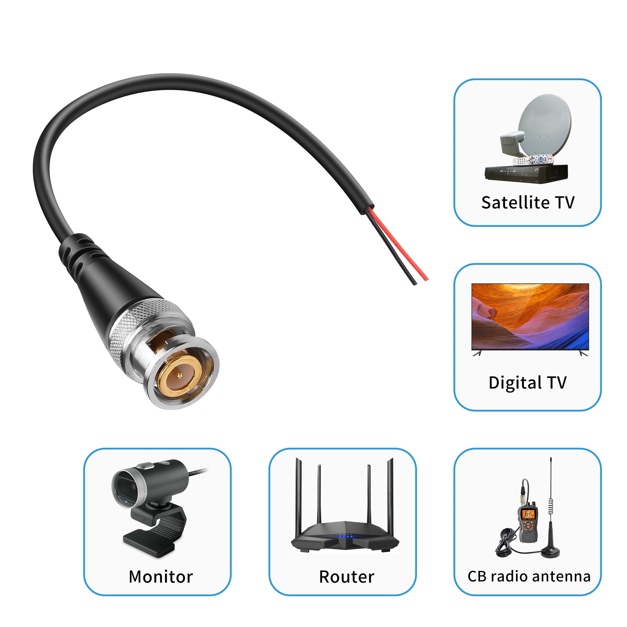 YAODHAOD BNC Pigtail Cable Bare Wire - Image 4