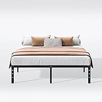 Vista 8 de Hafenpo - Base de cama de 12 pulgadas tamaño matrimonial, plataforma metálica resistente, no requiere somier, resistente, montaje fácil, gran