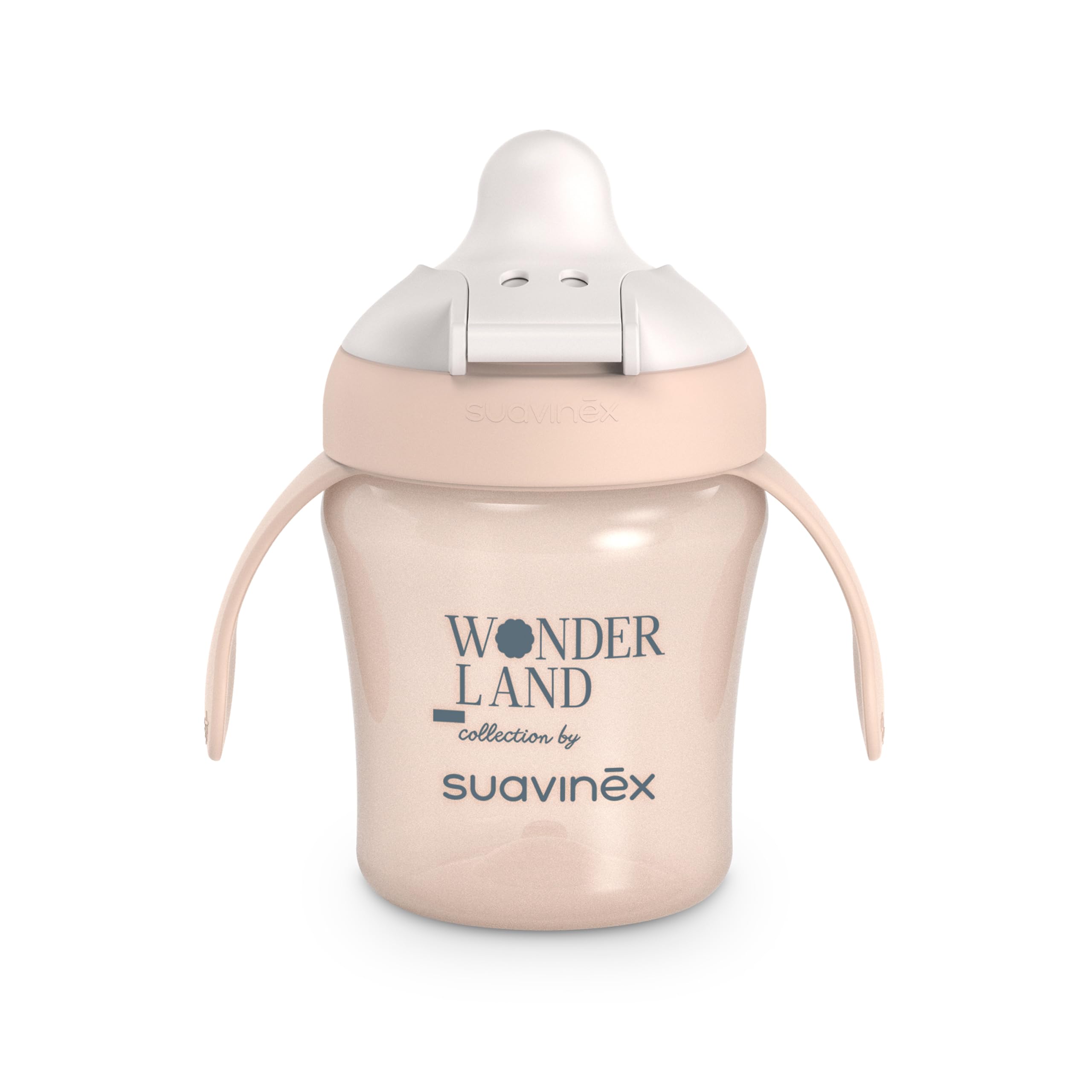 Suavinex, Tasse d'Apprentissage avec Bec Rigide. Gobelet Bébé Anti Fuite avec Couvercle Rabattable et Anses. Passe au Lave-Vaisselle. Trainer Cup 200 ml. Verre Bébé et Enfats +6 Mois. Wonderland Rose