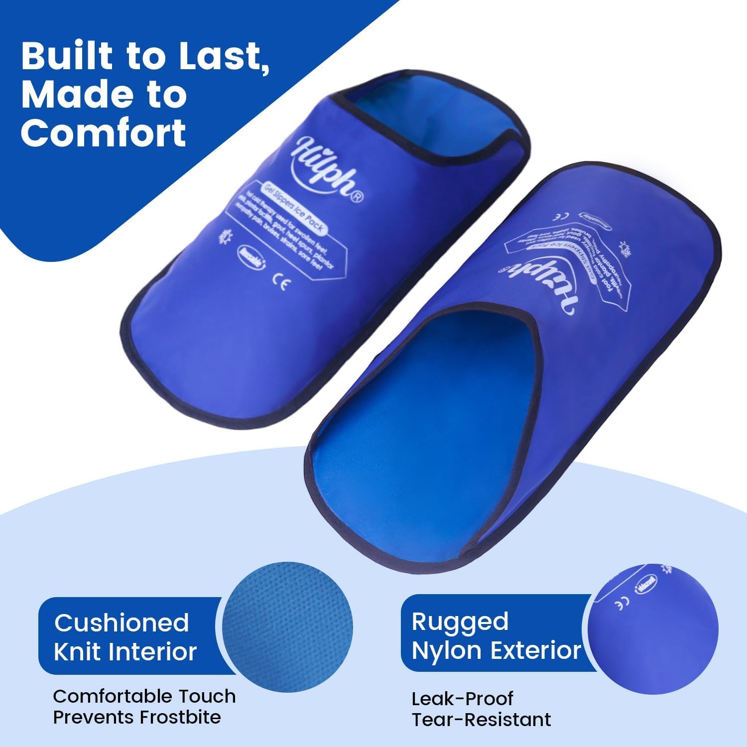 Hilph XL Foot Ice Pack Hausschuhe für Fußchirurgie, 2 Packungen Extra große Hot Cold Packs Gel Eispantoffeln für große Füße, Plantarfasziitis, schwere Schwellungen, Ballenzeh-Operationen, Neuropathie