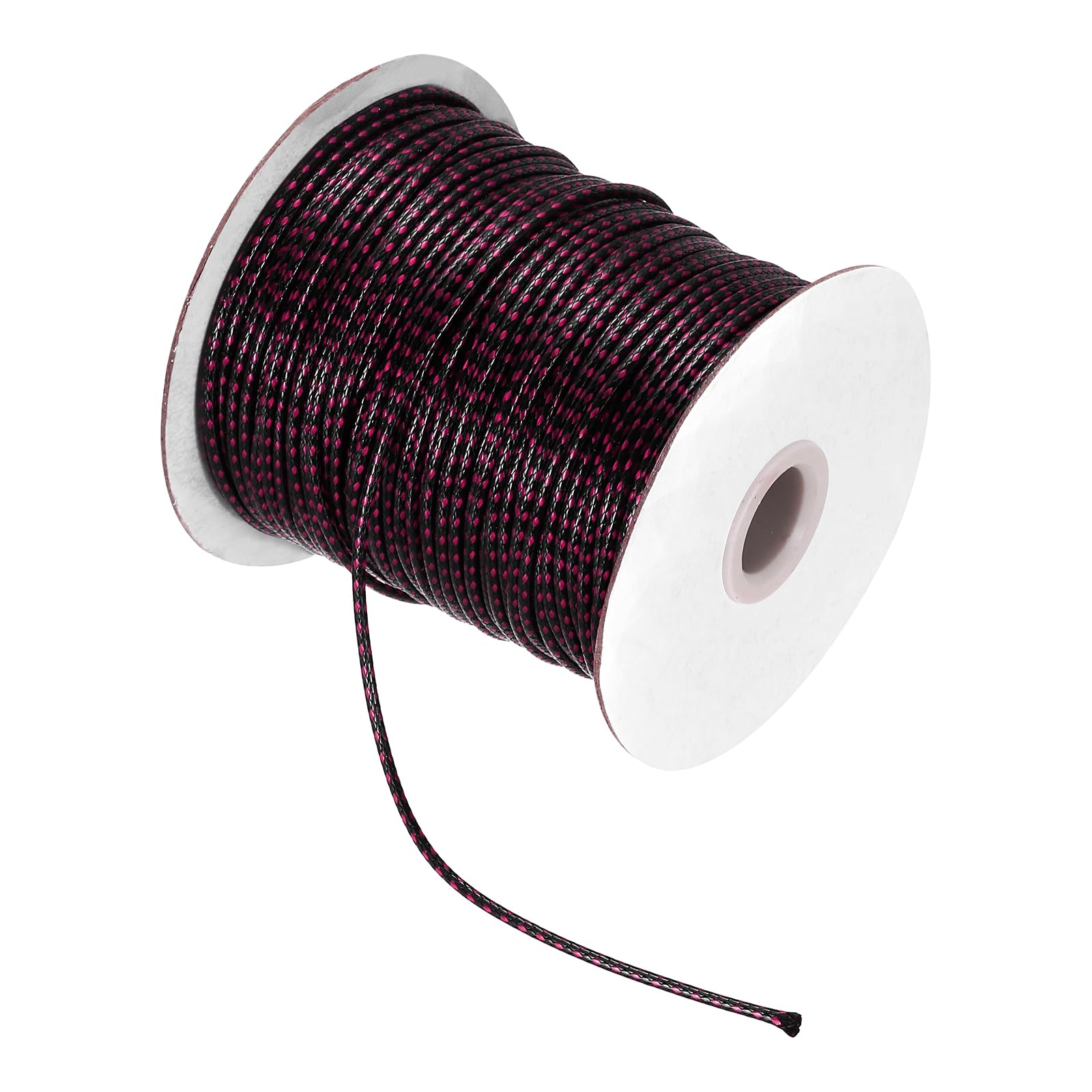 sourcing map Waxed Cord 2mm Waxed Thread 87 Yard Wax String Leather Cord for Bracelet Making, Necklaces, Beading, Jewelry Making and DIY Crafts(Rose Red/Black)