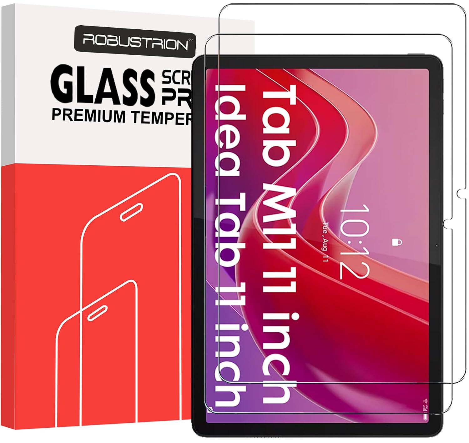 Robustrion 2 Pack Premium Tempered Glass for Lenovo Tab M11 / Lenovo Idea Tab 11 inch Screen Protector Guard for Lenovo Tab M11 / Idea Tab Tablet [Anti-Scratch] & [Smudge Proof]