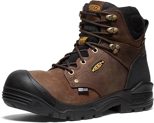 KEEN Utility Botas de trabajo Independence de 6 pulgadas de piel impermeable con punta suave para hombre