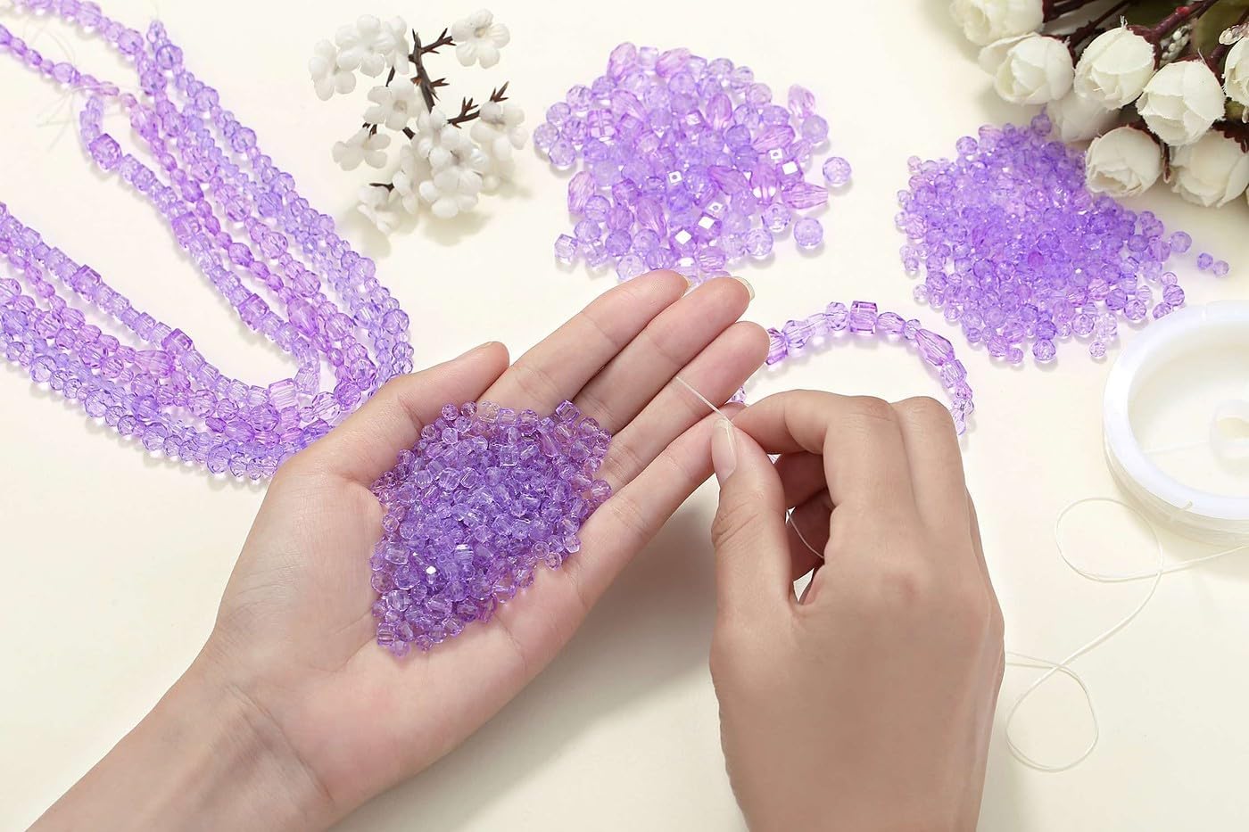 LAIDANLA 800PCS Glass Beads Purple Color Crystal Beads Assorted Crystal Beads with Container Box for DIY Necklace Bracelet Earring Jewelry Making - Image 7