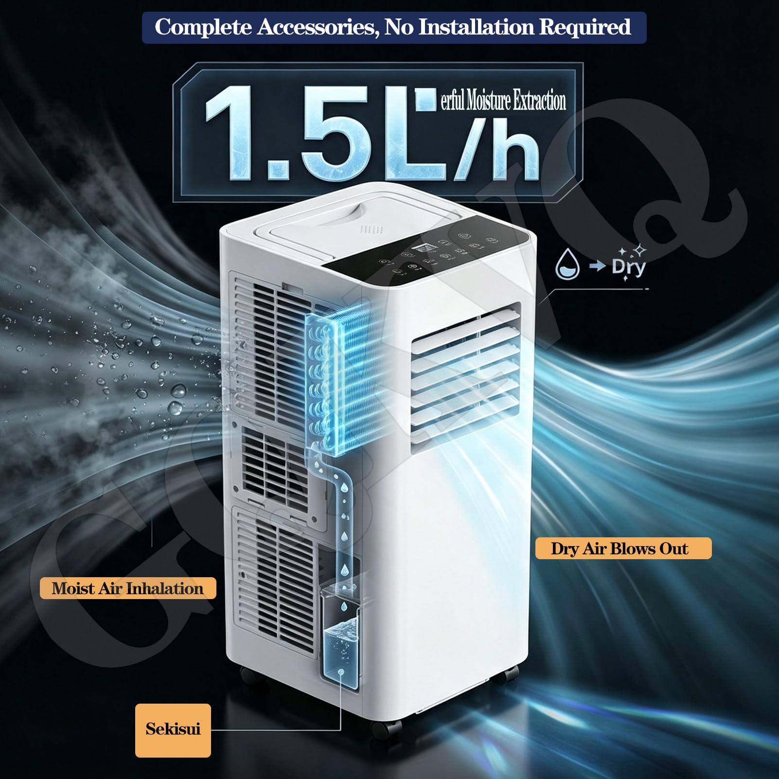 Condizionatore portatile, potente unità CA 7000 BTU | Unità AC a pavimento; | Raffredda fino a 240 piedi quadrati; Condizionatore d'aria portatile per soggiorno, sala e-sport