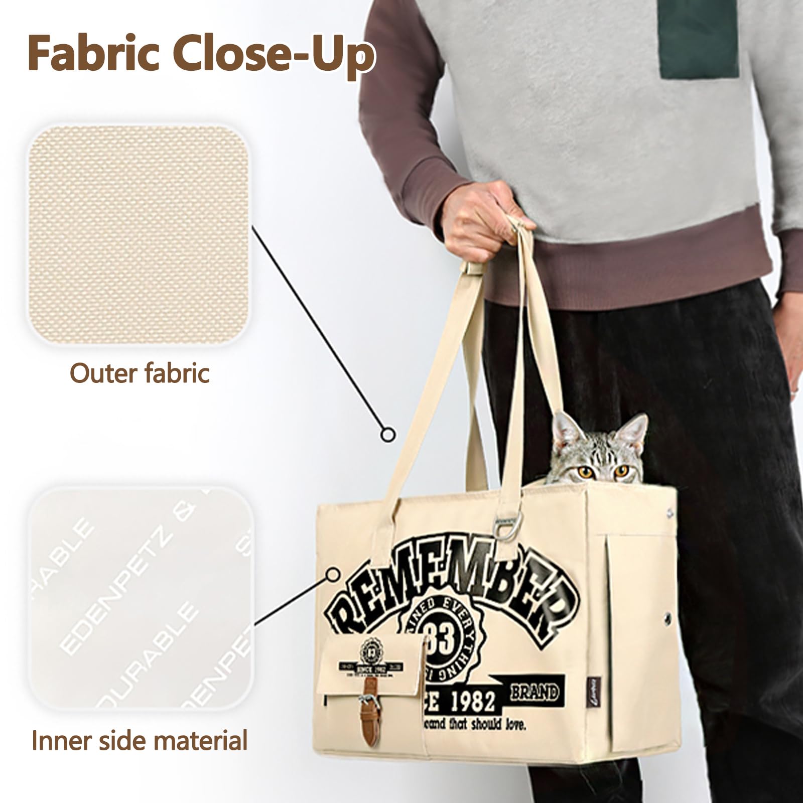 Galatée Bolsa para Mascotas, Bolsa Plegable para Perros Aprobada por Aerolíneas, Bolsa para Gatos con Apertura Superior, Bolsa De Viaje para Mascotas para Gatos y Perros Pequeños(Caqui Azul)