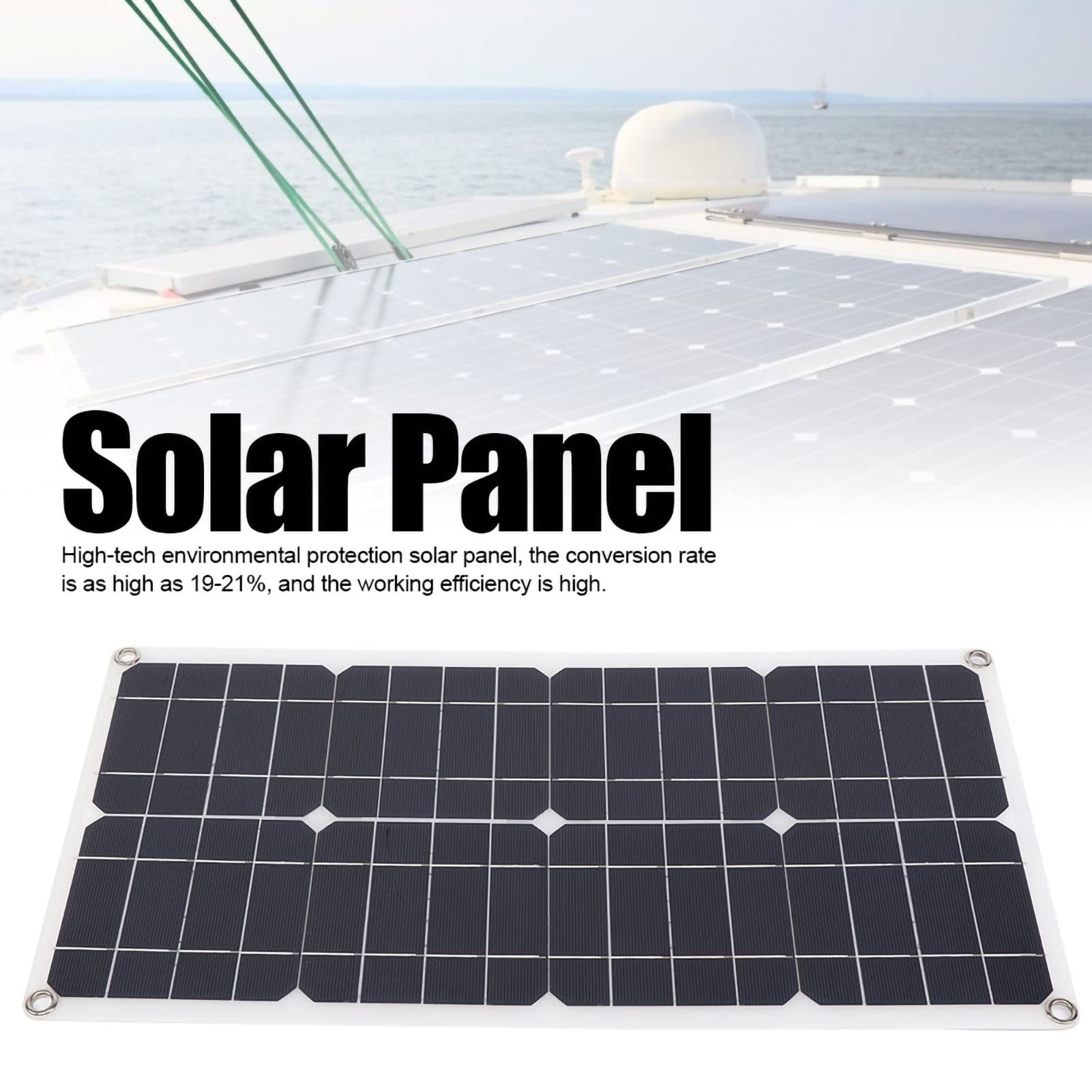 Pannello Solare in Silicio Monocristallino, Design Dual-USB da | Installazione flessibile ad alta efficienza, uso in campeggio all\'aperto, impermeabile IP65