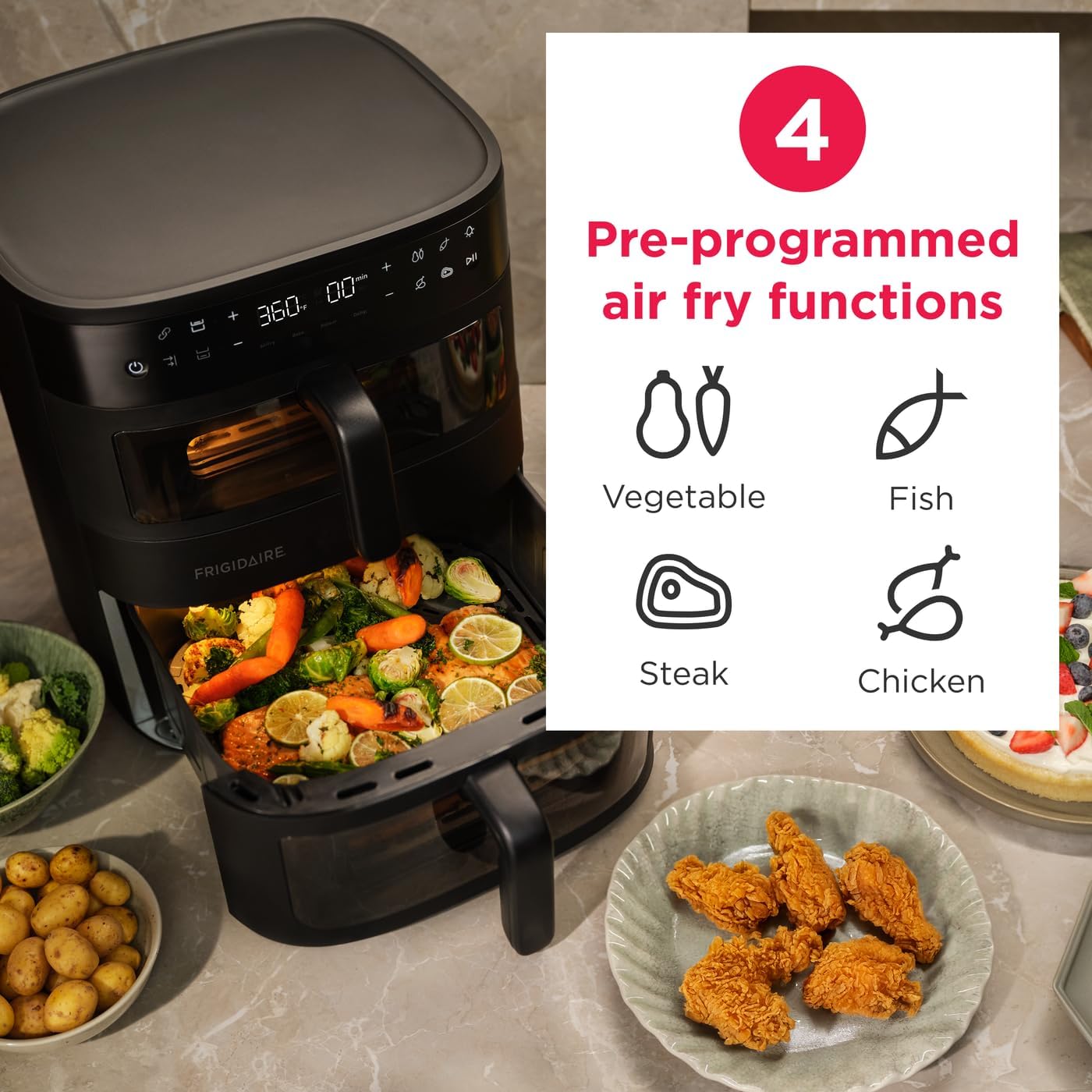 DualZone 4-in-1 Stacked Air Fryer - 11.6qt Capacity, with Sync Cook and Sync Finish - 4 Pre-Programmed Air Fry Settings, Black