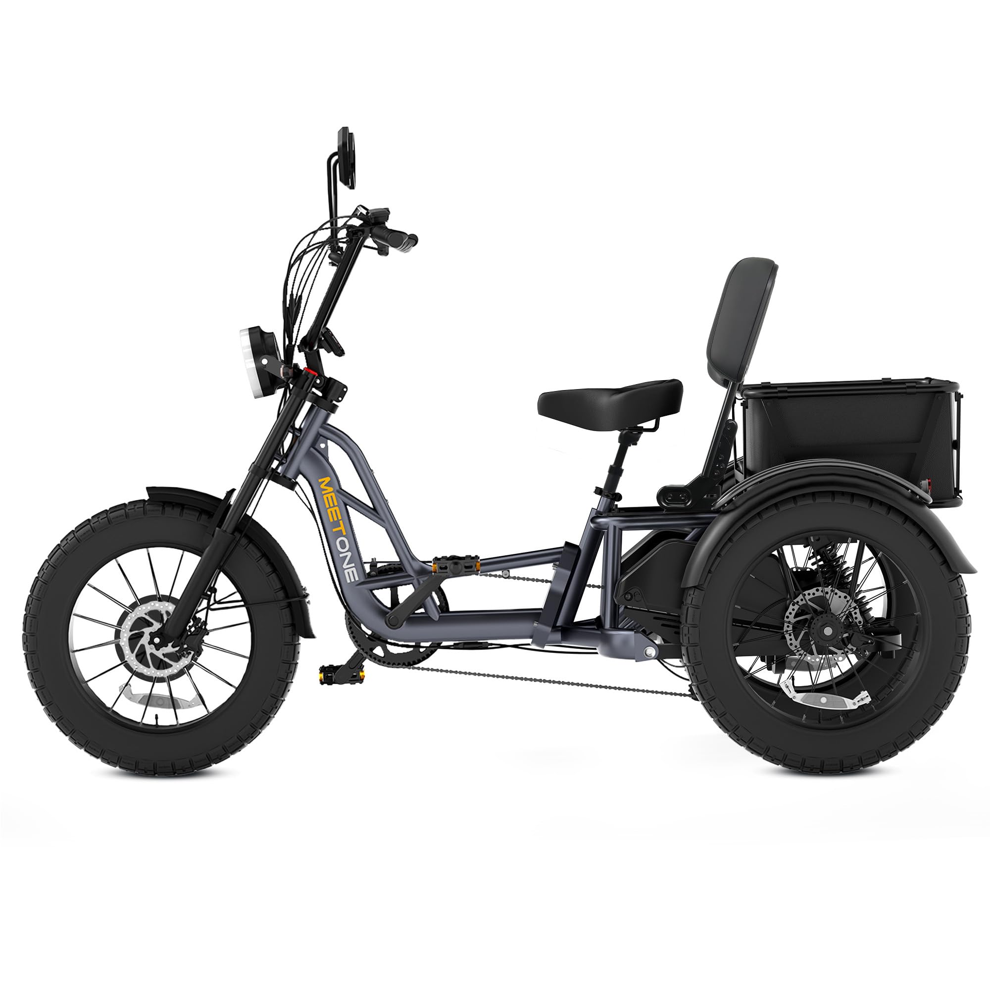 Tour 2400W Dual Motor Electric Tricycle for Adults, 48V 30AH Dual Battery Fat Tire Electric Trike, 25MPH 130Miles Full Suspension AWD Etrike (with an Extra Battery & Upgraded Folding Seat)