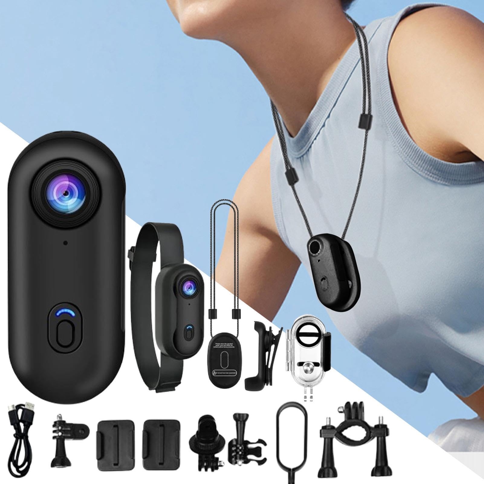 Generico Mini Telecamera Mini Telecamera Action | Dispositivo Vlogging 1080P Indossabile Portatile per Sport Motociclismo Ciclismo Palestra Escursionismo Viaggi Avventura
