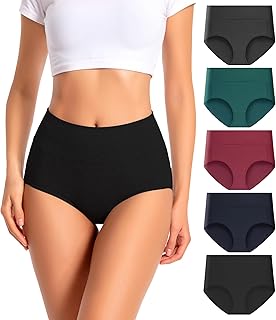 Sponsored Ad - dmuveo Womens Cotton High Waisted Underwear Full Coverage Panties Ladies Briefs Multipack (Regular & Plus S...