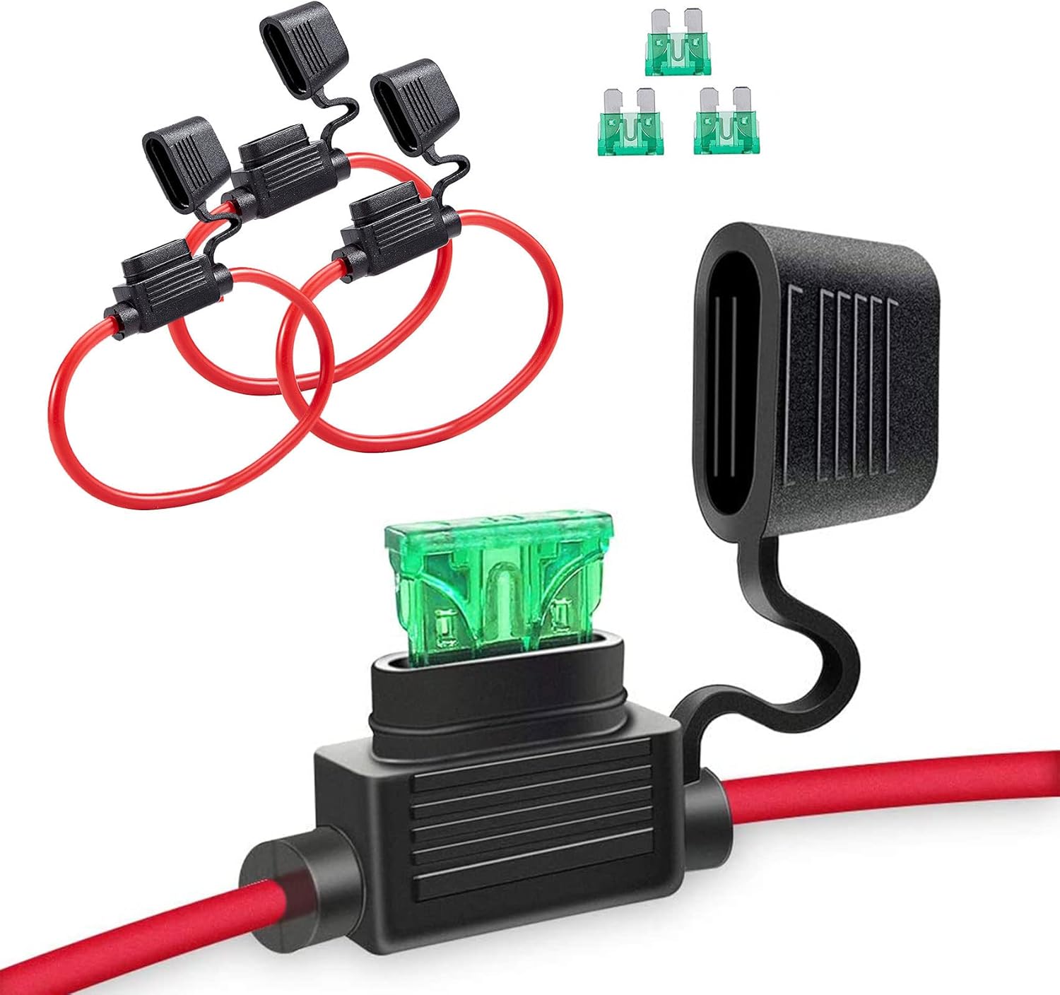 DWARFOO 3 Pack Inline Fuse Holder and Fuses Kit 10 AWG Fuse