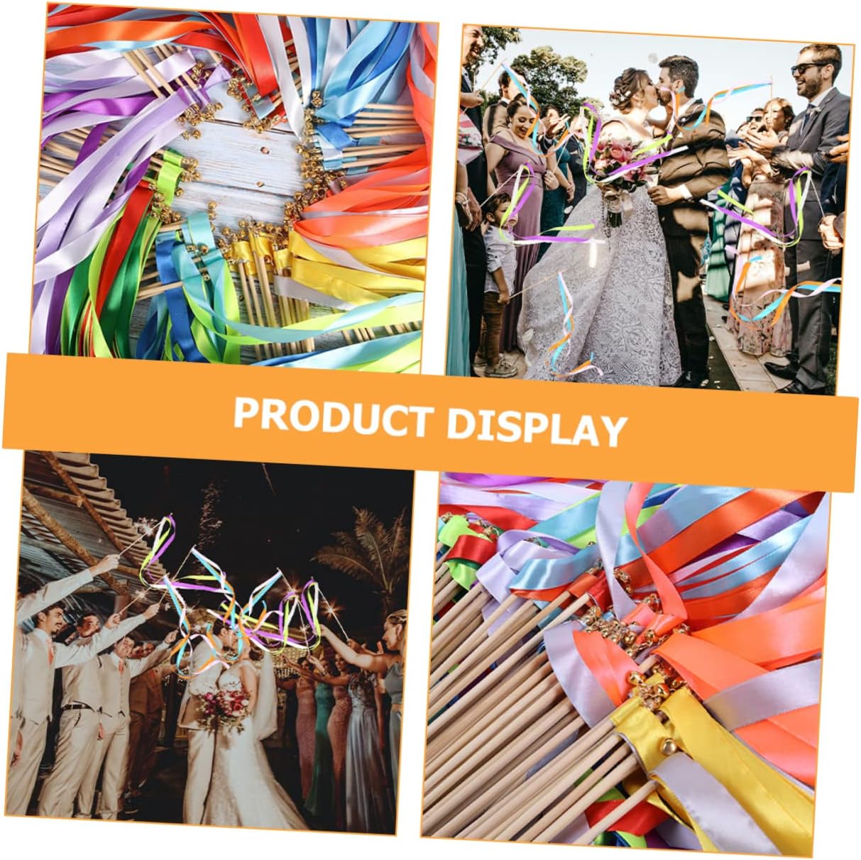 30pcs Wedding Streamers Handles Decorative Fairy Wands for Wedding Layout Party Celebrations Festive Events and Home Decor