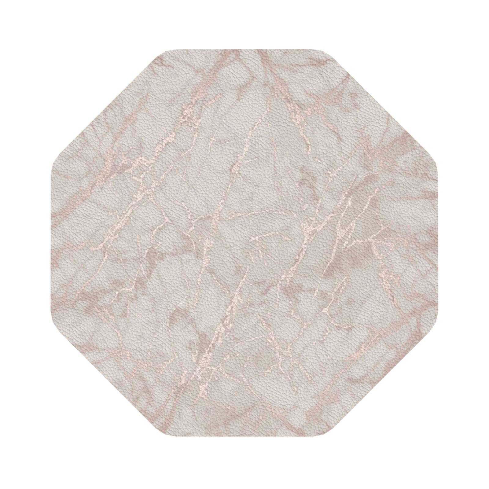 Rose Gold Marble PU Leather Coasters Set of 6 Octagon Drink Coasters