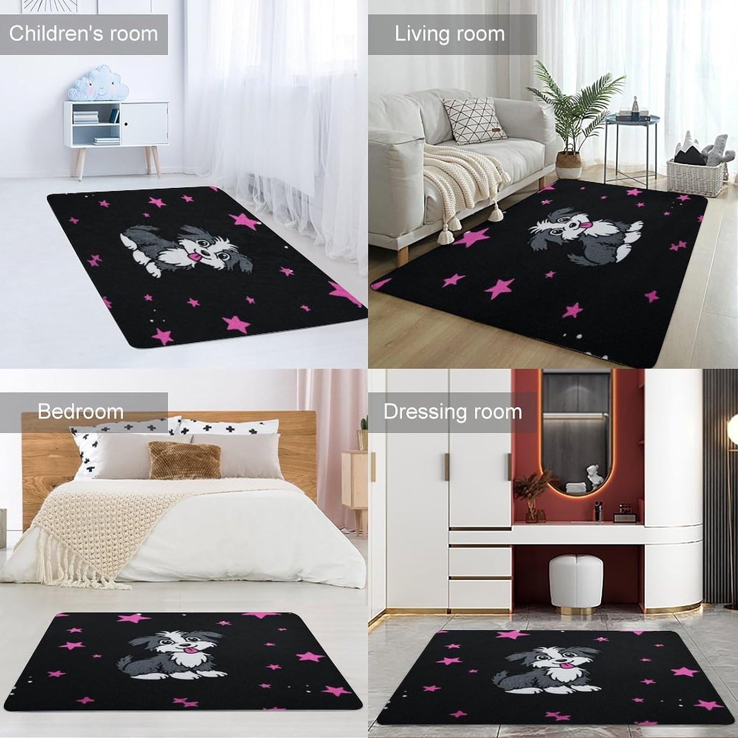Cute Puppy Soft Coral Velvet Rug, Non-Slip PVC Back Absorbent Floor Mat 60×150cm