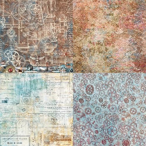 Vintage Scrapbook Paper Pad Decopodge Paper 6"*6"-24 Sheets Single-Sided Decorative Paper Cardstock Paper For Holiday Cardmaking Diy Origami Decorative Craft Paper.(Mechanical World) #TOP4