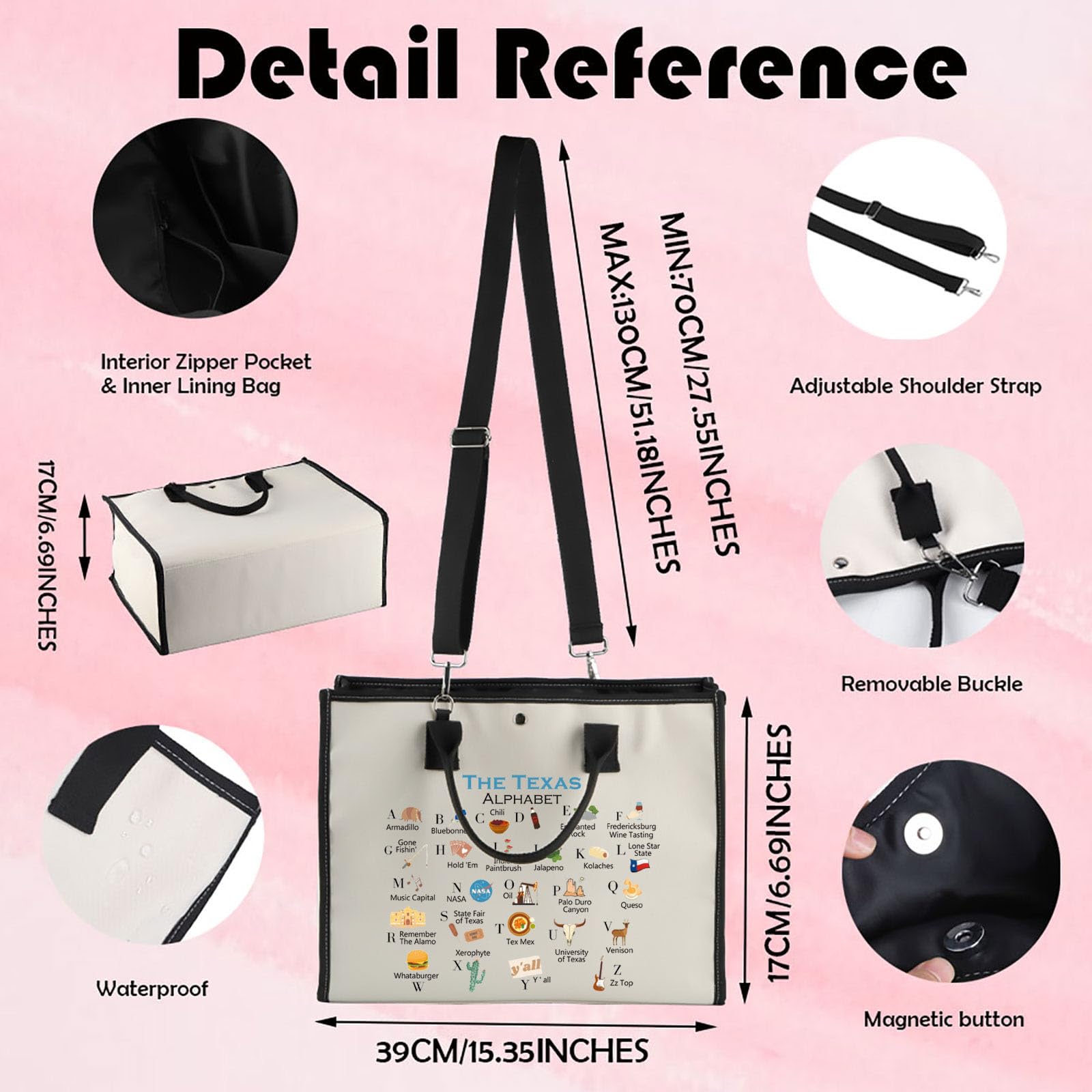 MNIGIU Texas Canvas Tote Bag Texas State Gift Texas Eco Tote Bag Reusable Bag Welcome Bag (TexasZhengTB)