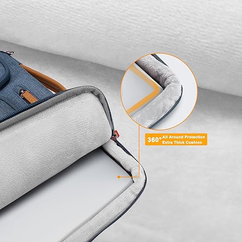 Vista 107 de MOSISO - Bolso de hombro protector 360 para laptop, bolsa para computadora de 15-15.6 pulgadas, bolsa tipo mensajero con apertura lateral, 4 Azul