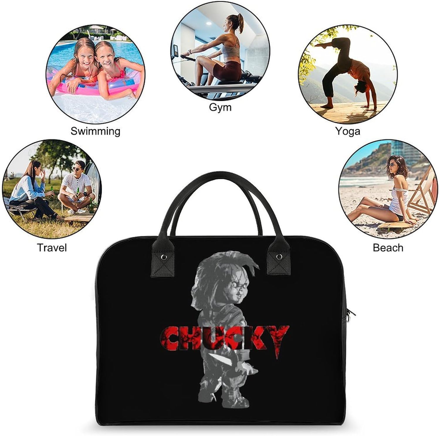 スポーツバッグ チャッキー チャイルドプレイ ホラー映画 ボストンバッグ 旅行バッグ ジムバッグ キャリーバッグ ダッフルバッグ ト