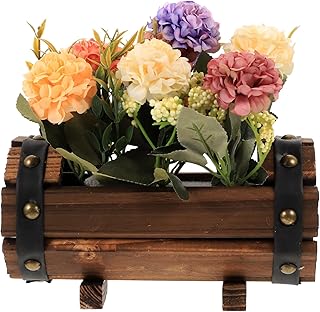 Hemobllo Decorative Artificial Flower Bonsai with Carbonized Wood Pot Faux Hydrangea Fake Potted Plants for Wedding Flower Pot Decor Outdoor Balcony