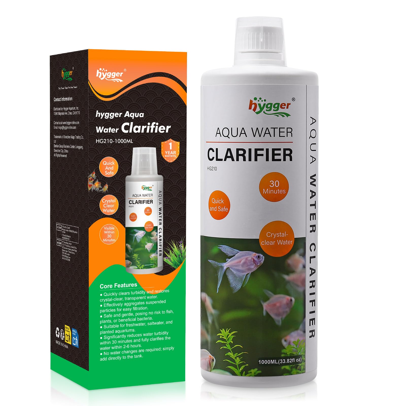 hygger Clarificateur d'eau pour aquarium, pour aquarium, eau douce et salée, 1000 ml