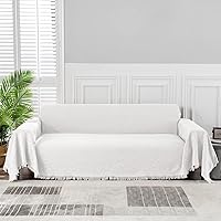 Vista 9 de MEETSKY Funda Blanca para Sofá, Fundas para Sofá, Funda para Sofá de Dos Plazas, Sillón Reclinable, Futón, Protector Lavable de Tela Gruesa