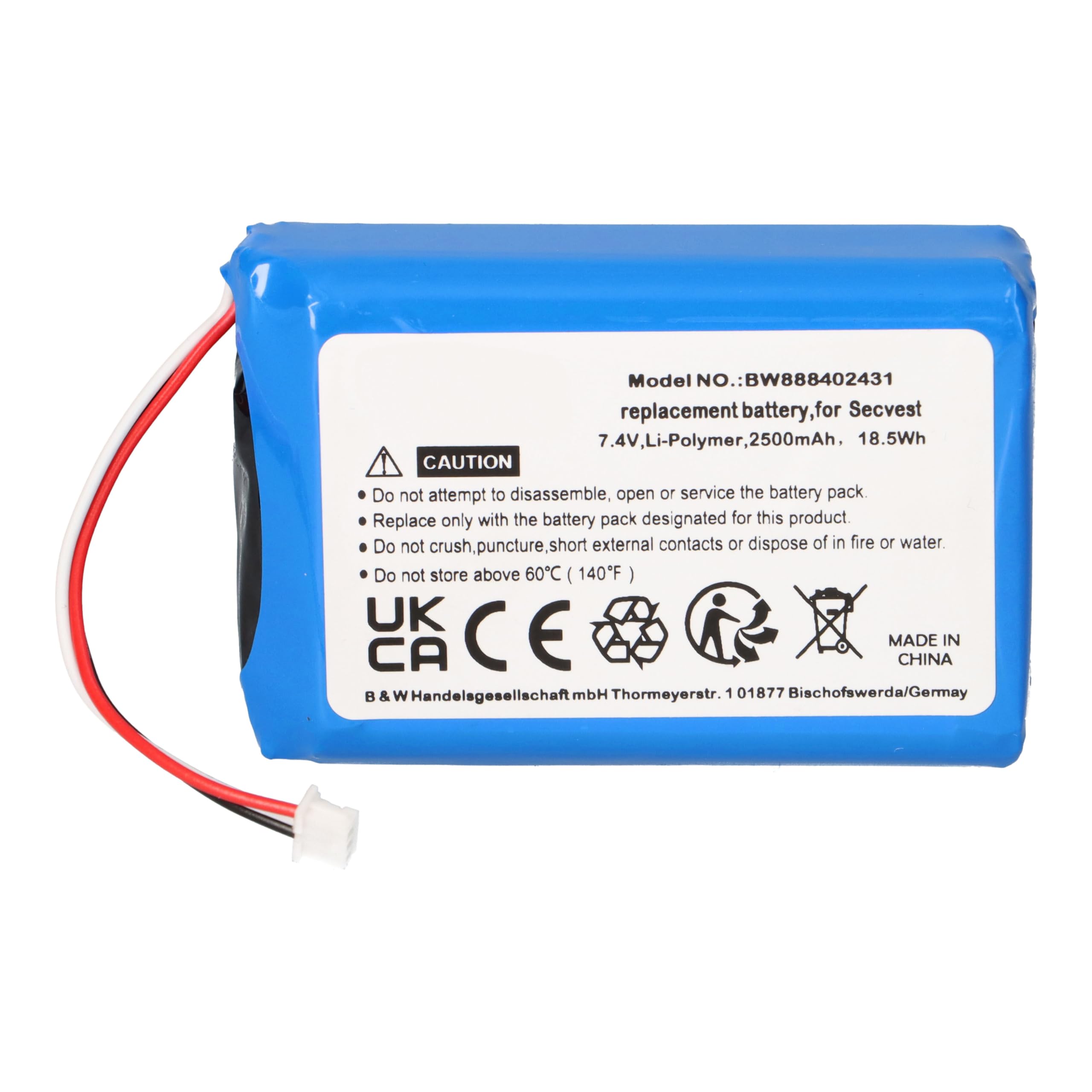 Akku Passend Für FUBT50000 ABUS Secvest 7.4V Li-Polymer 2500mAh - Mignon AA Battery SAG - Langlebig - Wartungsfrei - Zuverlässig