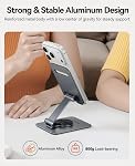 ORICO Aluminum Phone Stand for Desk, Adjustable Metal Phone Holder with Stable Support and Smooth 360° Rotation for Smartphones up to 6.9 Inches – Gray (PS2)