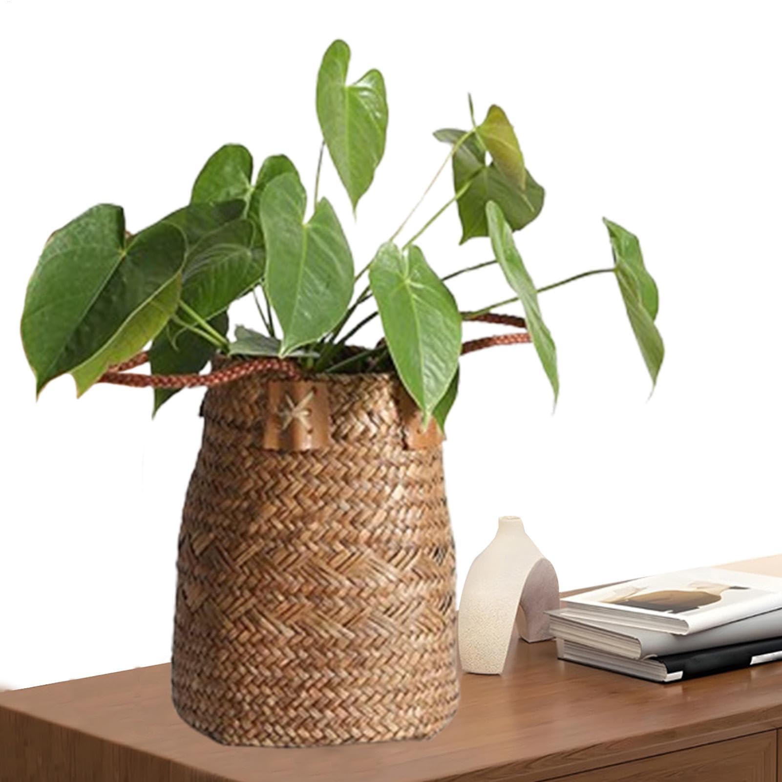 Cesta almacenamiento pared colgante decorativo en pasto marino natural de 7.87"
