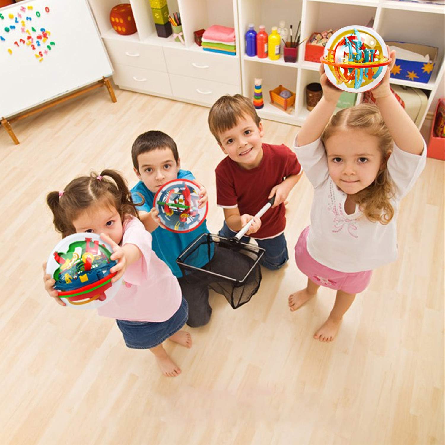 Maze Ball, 3D Interactive Maze Sphere Game (18cm,7.1’’) with 100 Obstacles Labyrinth Puzzle Ball Kids Education Toys Magical Brain Teasers Boy Gifts