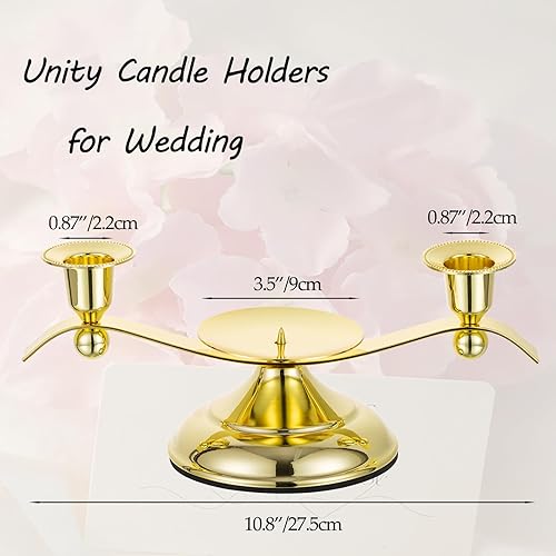 Miniatura 2 de Unity - Juego de portavelas para ceremonia de boda, soporte de vela Romadedi de metal dorado de 3 brazos para pilar, velas cónicas de unidad,