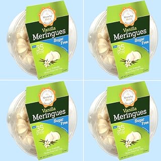 4 Pack Krunchy Melts Original Sugar Free Meringue Cookies | Sugar Free Vanilla | 4 SF Vanilla | Only 35 Calories Per Serving | Fat Free, Gluten Free, Dairy Free | Keto Friendly | Zero Net Carbs (2 Oz)